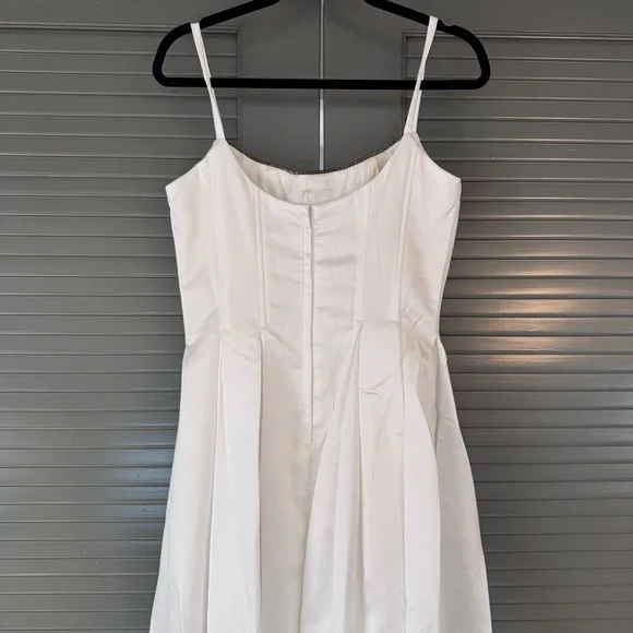 Vintage Jessica McClintock White Satin Gown - Picture 4 of 8